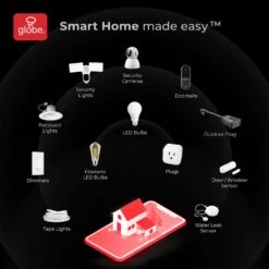 Globe Electric Wi-Fi Smart Home A19 E26 (Medium) LED Bulb Color Changing 60 Watt Equivalence 1 Pk -Luminexm Store f7880f97 ce32 454f 8daa add4cc77f139