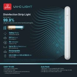 Globe Electric Disinfecting Germicidal Light 13.98 In. L White Battery Powered LED UV-C Smart-Enable -Luminexm Store fa098136 c873 4ea1 a72a b91d10259e37