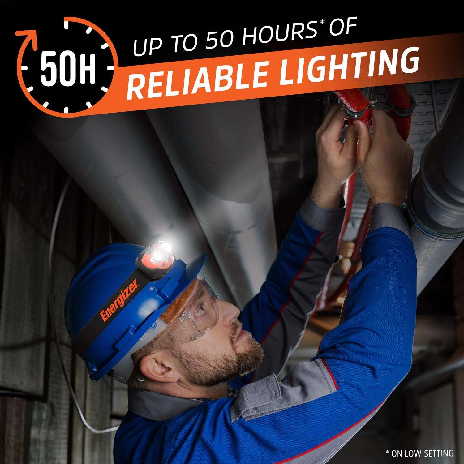 Energizer Vision Ultra High CRI 450 Lm Black/Orange LED Head Lamp AAA Battery 6 Energizer Vision Ultra High CRI 450 Lm Black/Orange LED Head Lamp AAA Battery - Image 4